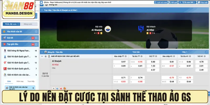Lý do nên đặt cược tại sảnh thể thao ảo GS