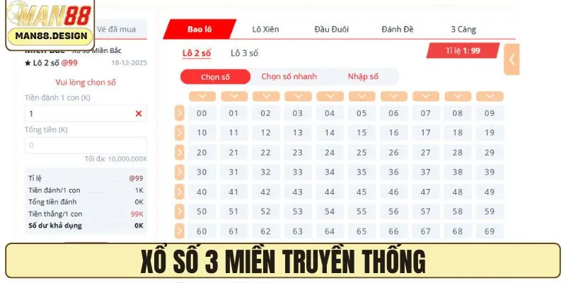 Xổ số 3 miền kiểu truyền thống